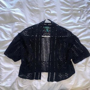 Ralph Lauren black knitted crop top short sleeve cardigan
